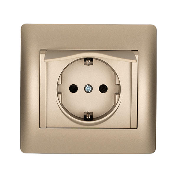 RHYME GERMAN TYPE SOCKET WITH COVER CHAMPAGNE METALLIC