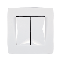 CITY TWO BUTTONS ONE WAY SWITCH, WHITE METALLIC