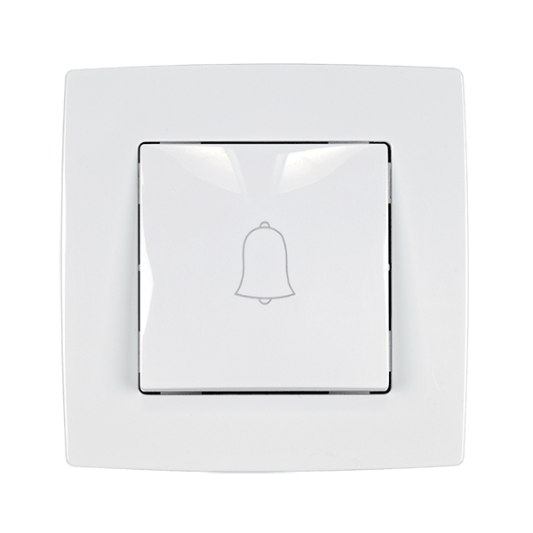 CITY DOOR BELL SWITCH, WHITE METALLIC