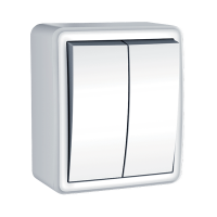 TWO GANG ONE WAY SWITCH IP44 WHITE     