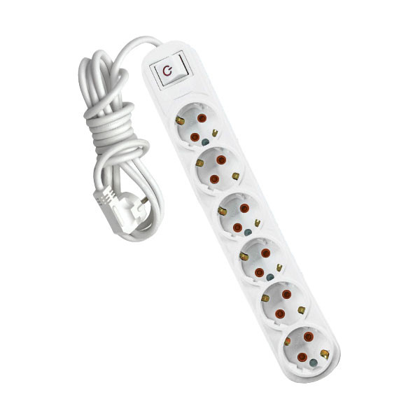MULTIPLUG SIXFOLD 3M H05VV-F 3G1.5MM2 + SWITCH WHITE                                                                                                                                                                                                           