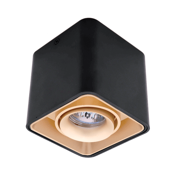 DL-044 SQUARE SINGLE DOWNLIGHT SURFACE MOUNTED GOLD/BLACK