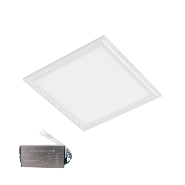 LED PANEL 45W 4000K-4300K 595mm/595mm WHITE FRAME DIMMABLE WITH EMERGENCY BLOCK