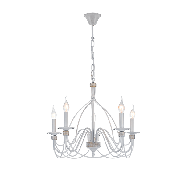 MARIEL CHANDELIER 5XE14 D60XH46 WHITE/GOLD   