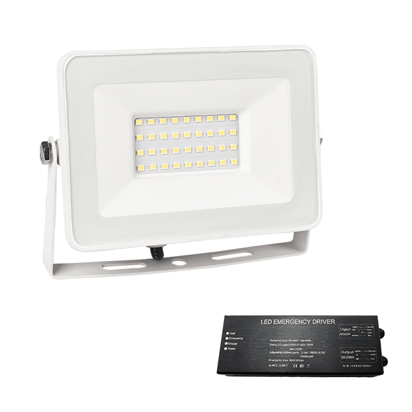 VEGA SLIM SMD 30W LED FLOODLIGHT 4000K WHITE+ EMERGENCY KIT