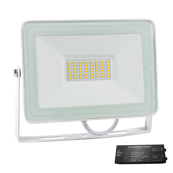 VEGA50 SLIM SMD 50W LED FLOODLIGHT 3000K WHITE+EMERGENCY KIT