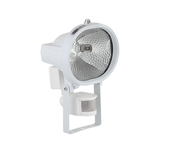 LED FLOODLIGHT WITH SENSOR, &quotHALOGEN" TYPE WITH LED BULB J118 7.5W, WHITE