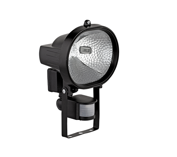 LED FLOODLIGHT WITH SENSOR, &quotHALOGEN" TYPE WITH LED BULB J118 7.5W, BLACK