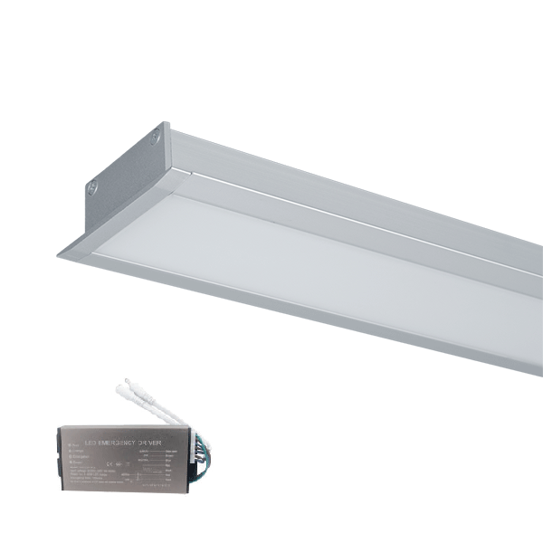 LED PROFILES RECESSED MOUNTING S48 32W 4000K 1500MM GREY+EMERGENCY KIT