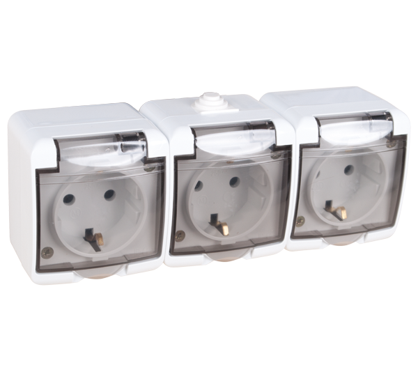 TRIPLE SOCKET WATERPROOF – TRANSPARENT COVER